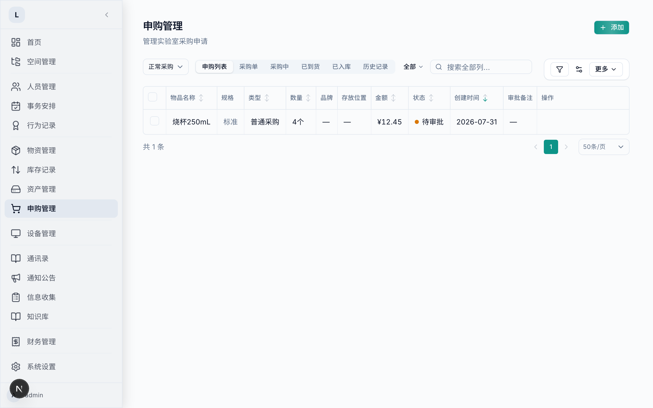 待审批的采购申请